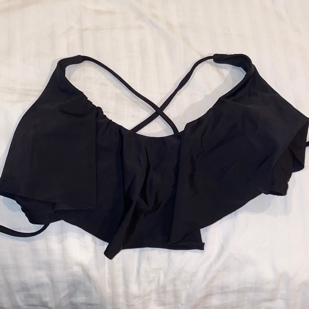 Black Flounce Bikini Top